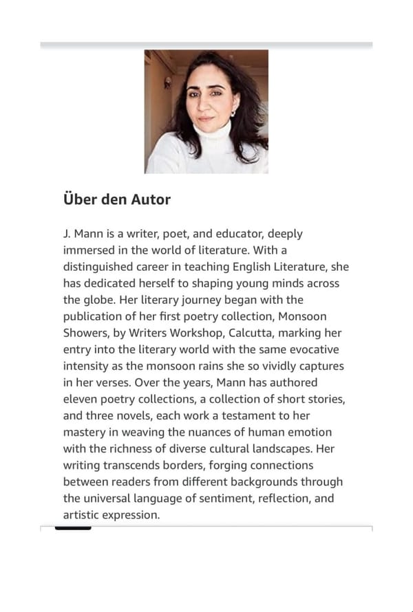 Ich freue mich sehr, dass meine Arbeit internationale Beachtung findet. Besonders stolz bin ich auf diese Worte von J. Mann, einer Dichterin und Literaturwissenschaftlerin, die mein Buch "Eternale  Forgetting" mit einem Blick von außen gelesen hat.